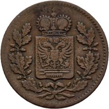 Schwarzburg-Rudolstadt Cu 1/4 Cruiser 1866 Copper 1.3g Original Coin #RTC235
