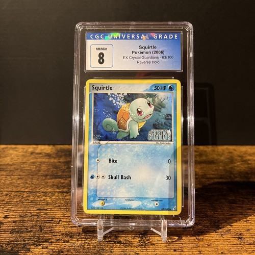 SQUIRTLE 63/100 EX CRYSTAL GUARDIAN REVERSE HOLO CGC 8 Pokémon NM/Mint