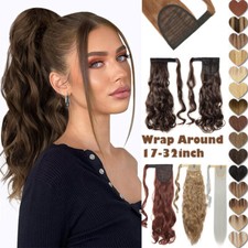 Thick Ponytail Extension Clip in Pony Tail Wrap Around Hairpiece Real as Human