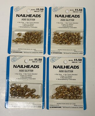 4 Pg EZ N80-30 NAILHEADS Add Glitter Not Vintage 50 Per Pkg 1/4 