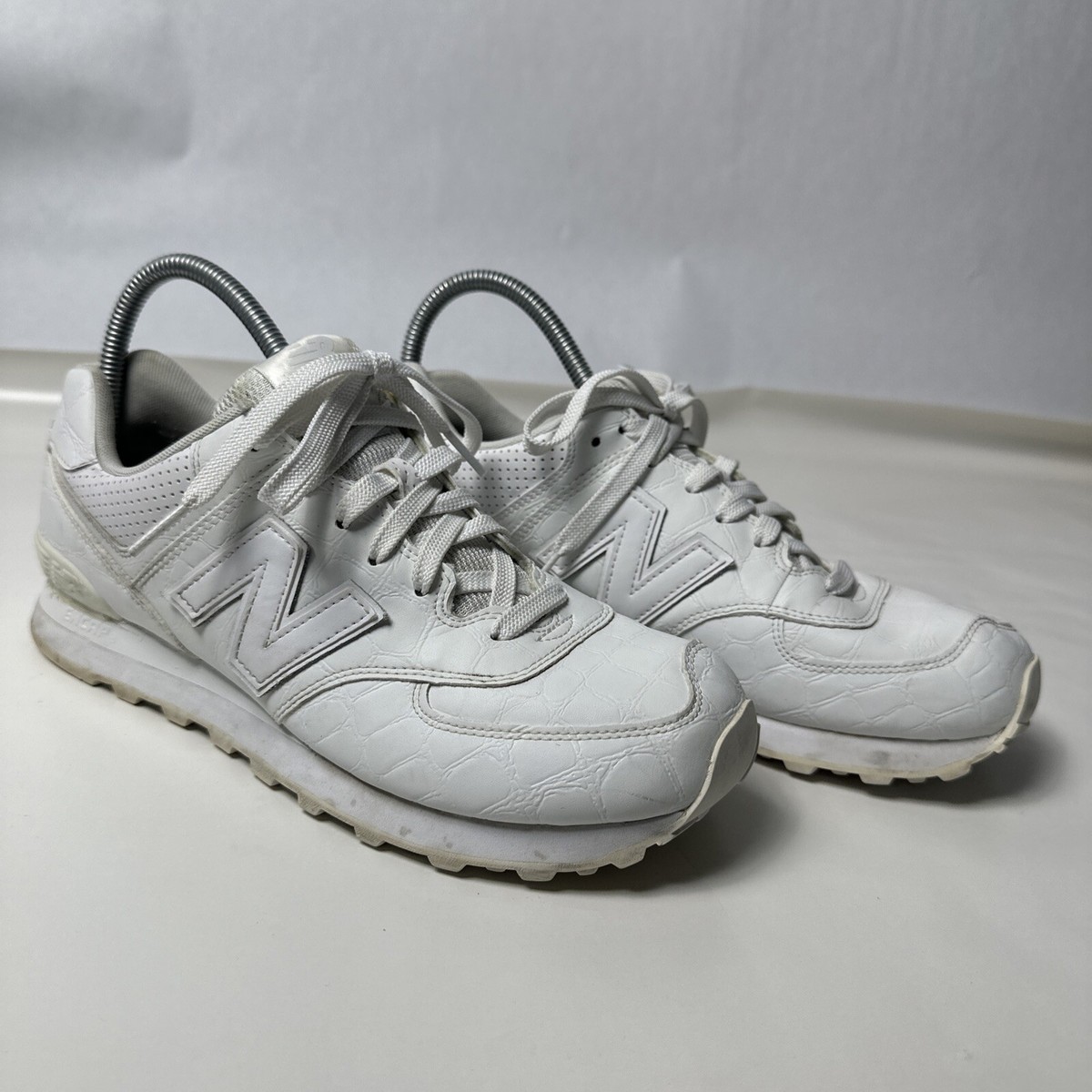 New Balance 574 Classics White Exotic Croc Leather Mens Sneakers