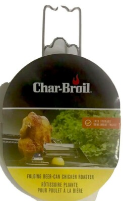 Char-Broil Grill Rack Beer Can Chicken Cooker Foldable BBQ Roaster Easy Storage