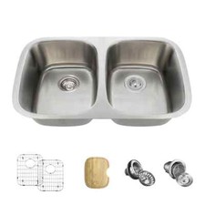 MR Direct Undermount 29.25'' Stainless Steel Double Equal Bowl Kitchen Sink