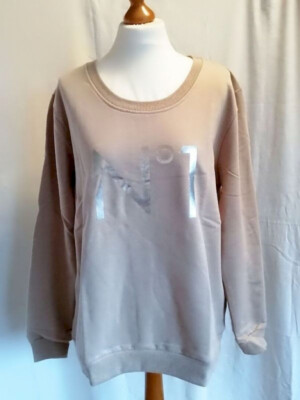 Ichi Damen Pullover Beige mit N°1 in Silber