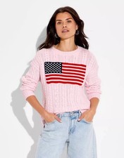Size Extra Large Crewneck American Flag Pullover Sweater Wild Fable Light Pink