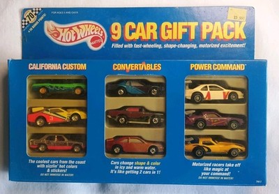 1990 Hot Wheels 9 Car Gift Pack California Customs, Convertibles, Power Command 