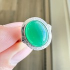 925 Sterling Silver Ring 10x9mm Natural Emerald Gemstone Zircon Women Cocktail — photo 1