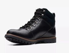 Image of BNIB Mens Clarks WESTCOMBE HI WP Black Leather Waterproof Warmlined Boots