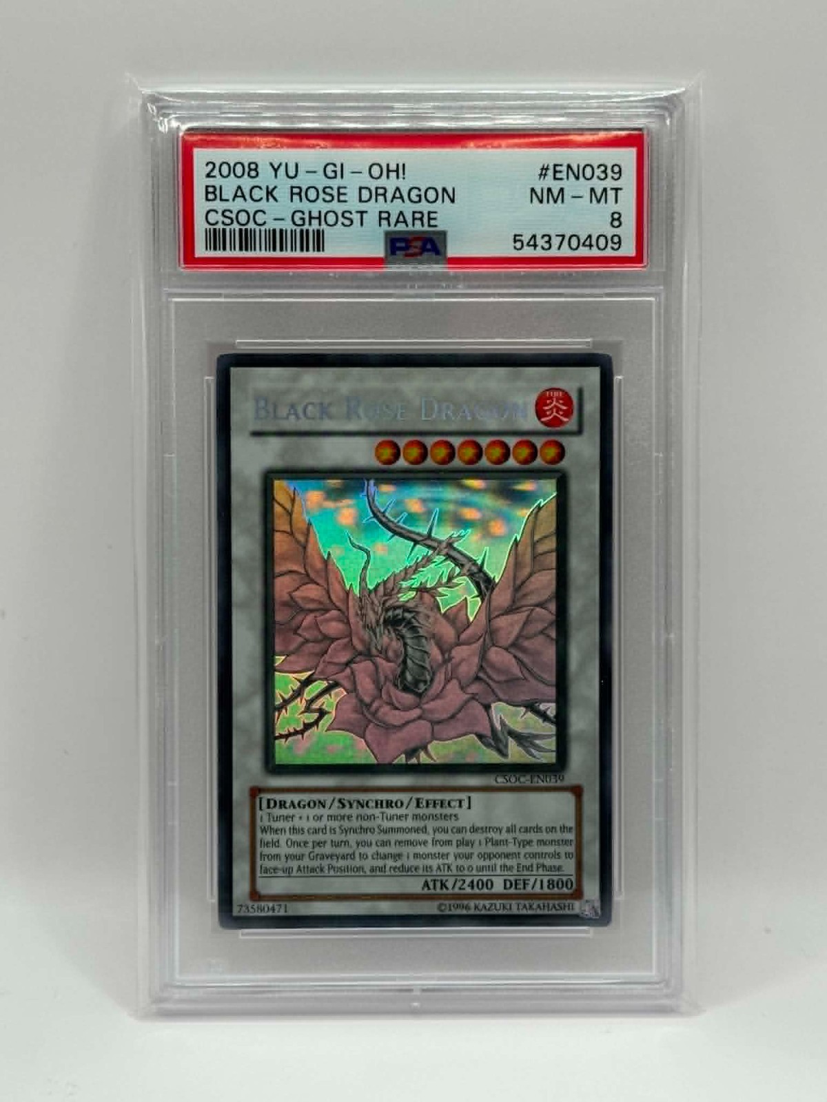 2008 Yu-Gi-Oh! Black Rose Dragon Ghost Rare Unlimited CSOC-EN039 PSA 8 NM-MT