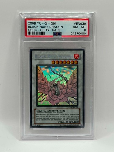 2008 Yu-Gi-Oh! Black Rose Dragon Ghost Rare Unlimited CSOC-EN039 PSA 8 NM-MT