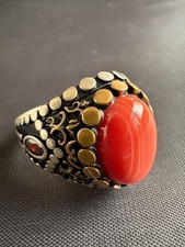 925 Sterling Silver Ring Striped Aqeeq Agate Ring Handcrafted Ring Size 11 US