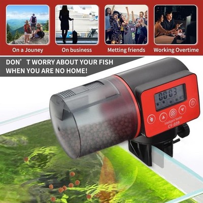 Digital LCD Futterautomat Fishfeeder Mit Timer für Aquarium Tank Teich Fisch GER