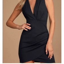 NWT Lulus Cocktail Hour Black Wrap Dress XS