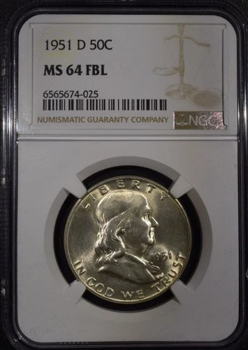 1951-D Franklin Half Dollar "NGC MS64 FBL"