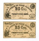 (Pair) 1862/3 25c The State of NORTH CAROLINA Notes - CIVIL WAR Era — photo 1