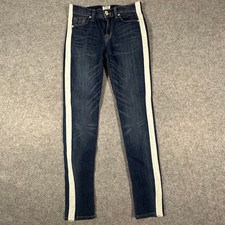Hudson Skinny Jeans Womens 25 Blue White Side Stripe Denim USA Made Los Angeles