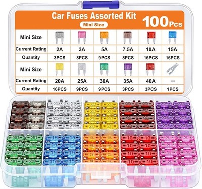 100 Kfz Sicherung Set Mini Flachsicherungen Auto für PKW/Wohnmobil/LKW/Motorrad*
