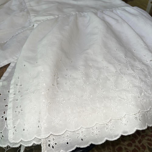Vintage White Eyelet Lace Dust Ruffle Crib Bed Skirt Grandma Core Shabby Chic
