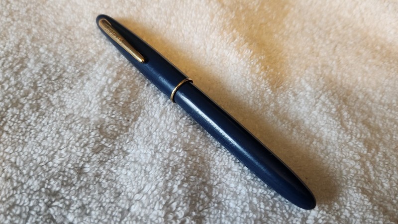 Sheaffer Vintage teal level filler Fountain Pen, 14k nib, writes nicely