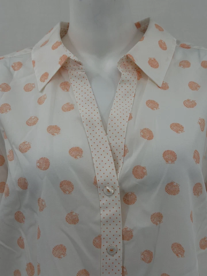 Blusa Top Foxcroft para Mujer 22W Blanca Naranja Heritage Sin Forma de Hierro Concha Marina Foto 2 de 4