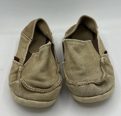 Crocs Santa Cruz Canvas Khaki Tan Loafers Slip On Shoes Boys Youth