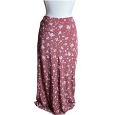 Altar d State Floral Midi Skirt Womens Large Slip Style Side Slit Boho Spring