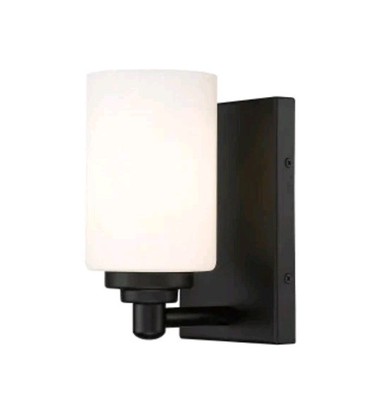 Z-Lite 485-1S Soledad 8'' Tall Wall Sconce -Matte Black Frosted Glass Shade
