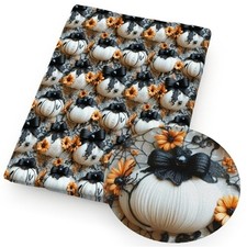 Fall Halloween Floral Pumpkin Polyester Cotton blend fabric 20x55" 1268842