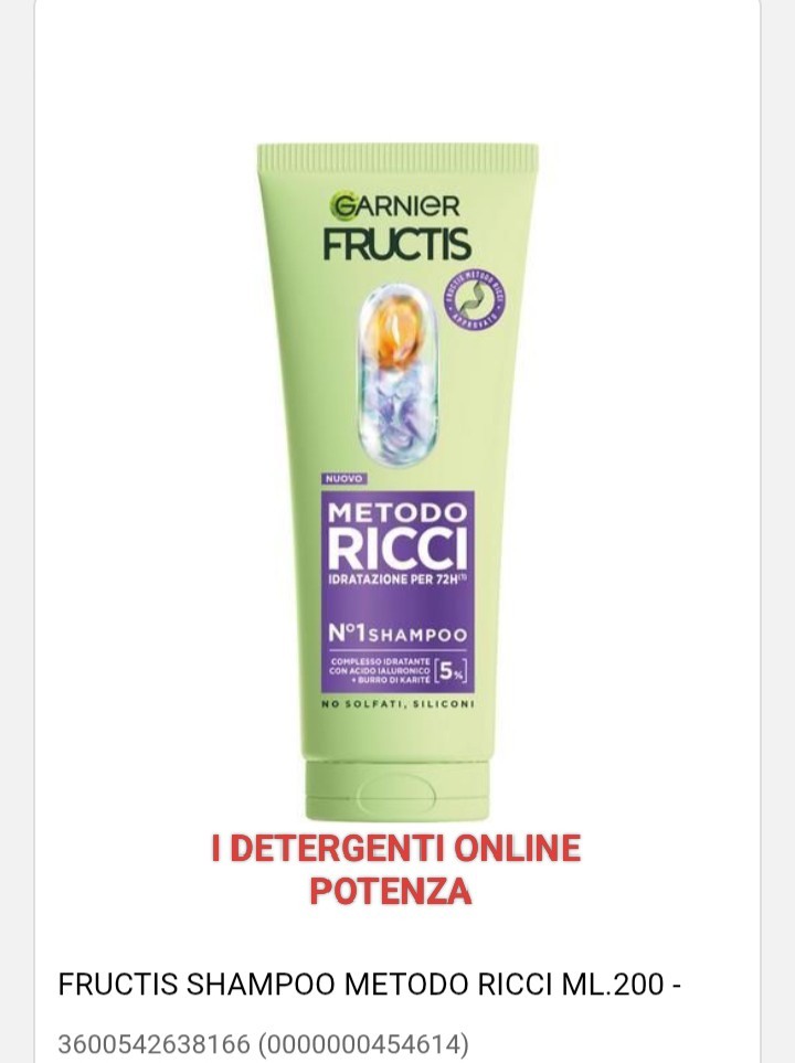 GARNIER FRUCTIS SHAMPOO METODO RICCI 200ML IDRATAZIONE CAPELLI RICCI
