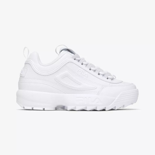 Fila Women's Disruptor 2 Premium Leather Sneaker, White/White/White, Size 9