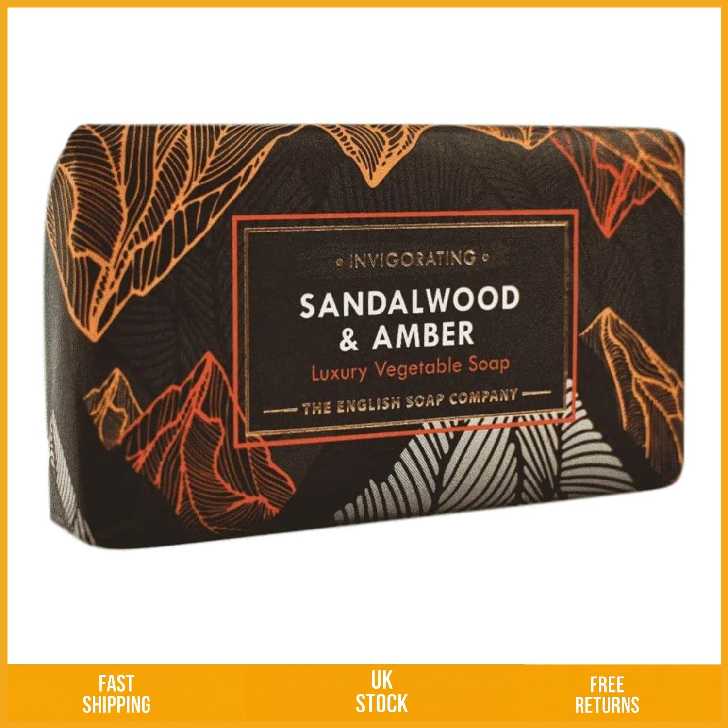 Elegant Sandalwood and Amber Luxury Moisturising Shea Butter Soap Bar 190g