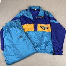 Vintage Nike Flight Track Suit Windbreaker Jacket Pants Set L Purple Teal 90s