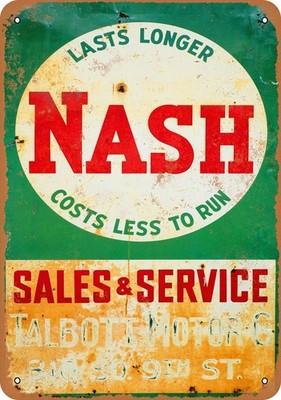Metal Sign Wall-Color Nash Sales And Service Vintage Look Reproduction