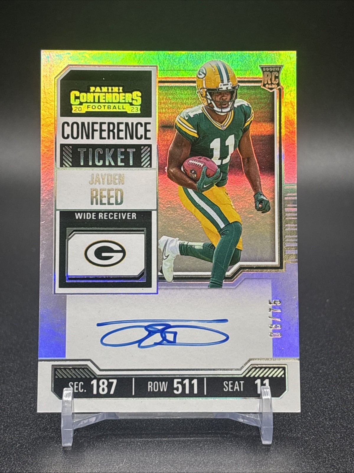 2023 Panini Contenders Jayden Reed Rookie Auto /75 Conference Ticket Packers RC