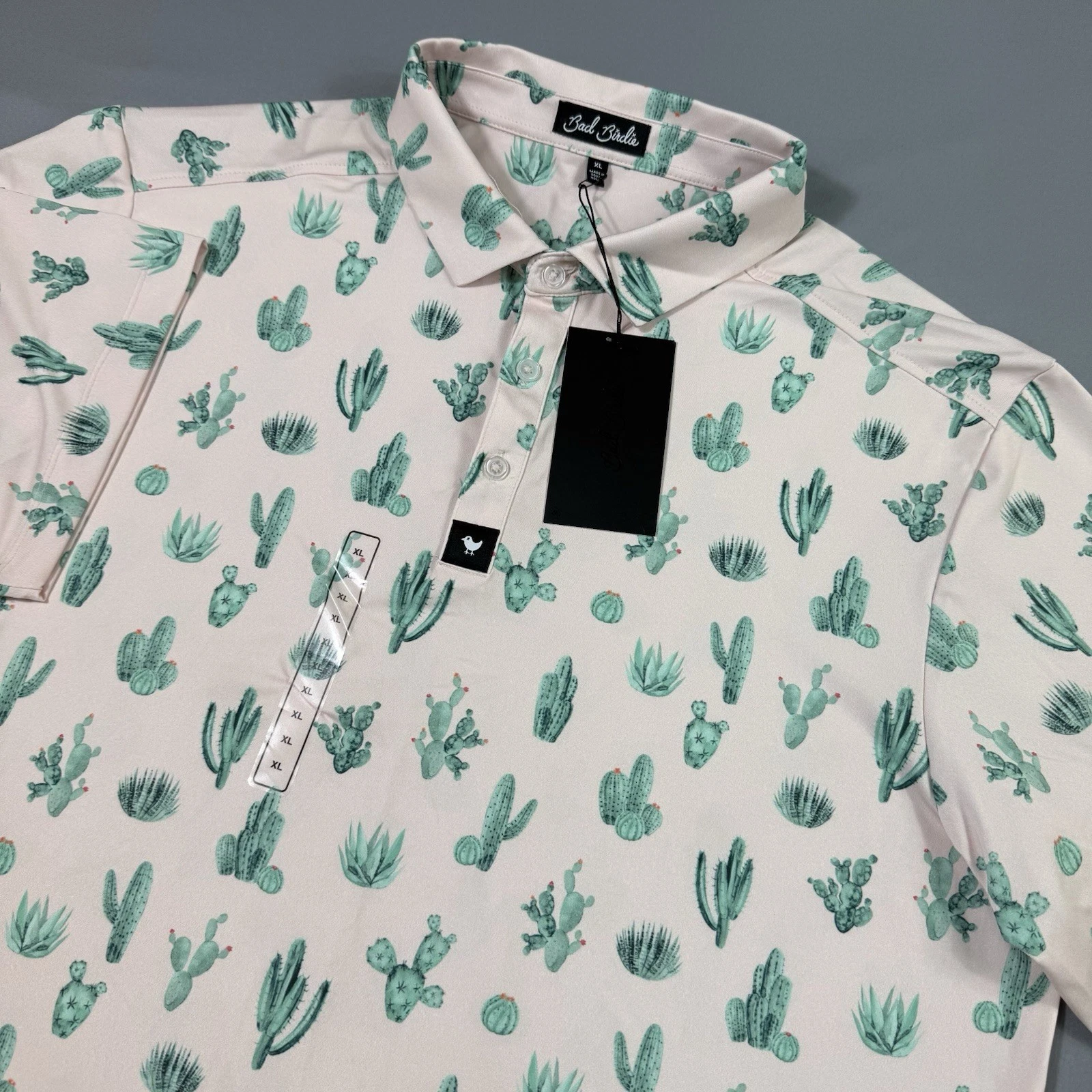 NEW Bad Birdie Polo Shirt Mens XL Thorn In Your Side Golf Western Cactus AOP