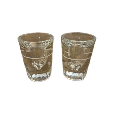 Vintage Heavy Shot Glass Set of 2 w/ Pour Line