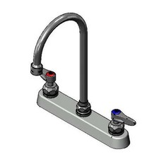 T S Brass 8" Deck Mount Workboard Faucet w/ 5-3/4" Swing Gooseneck