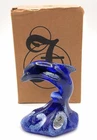 Fenton Art Glass Figurine Cobalt Blue Dolphin On Wave 4" Signed Hand Painted-Box