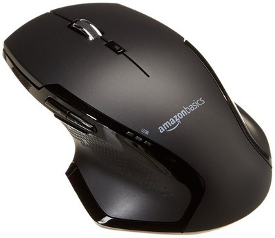 Amazon Basics Full Size Ergonomic Wireless Mouse Fast Scrolling Black