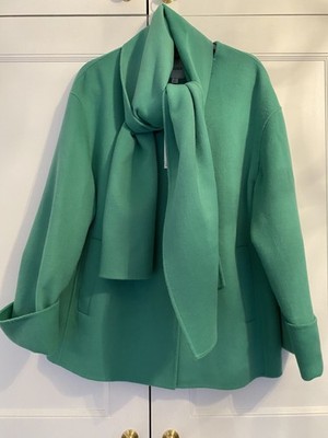 Jaeger - Stunning Green Spring Coat & Scarf UK14 (Unlined) RRP £250
