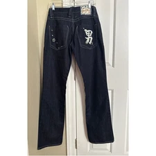 NWT Blue Way Fujin Japanese Denim Jeans Embroidered Wave Lining Sz 31