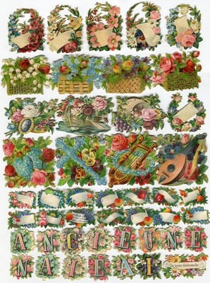Glanzbild Oblaten scraps 46 Kleine Blumenmotive Konvolut  1,5 -4,8 cm