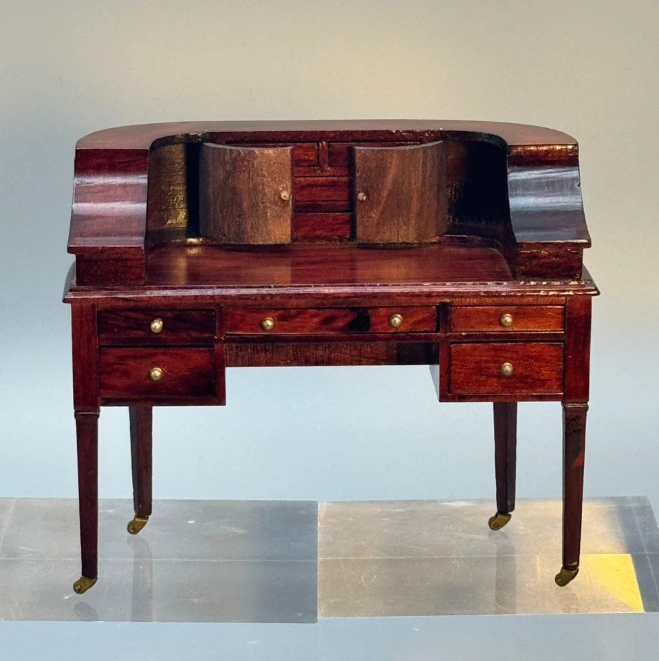 Juego de escritorio y silla Carlton House Hepplewhite ruedas de colección casa de muñecas miniatura 1:12 Foto 4 de 4