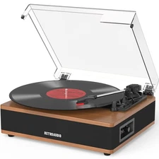 Vinyl Record Player Bluetooth Turntable with Built in Stereo Speakers Belt Dr...