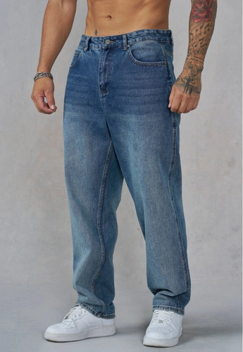 Men's Ripped Jeans Straight Leg Blue Denim Distressed 100% Cotton Casual Pants