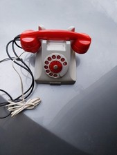 Very Nice Ericsson Old Dial Telephone Twin Colour RedGrey Working