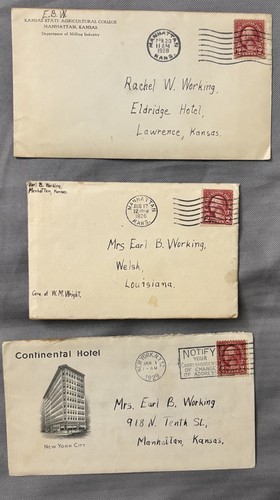 Vintage 1926 1928 1929 Love Letters In Envelopes Lot of 3 Antique Ephemera Rare
