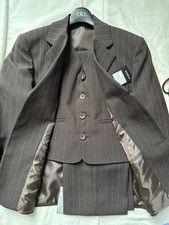 Boys 3 Piece Brown Stripped Suit. Age 9