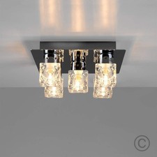 Refined Lighting Modern Black Chrome Ice Cube 5 Way Flush Ceiling Spotlight