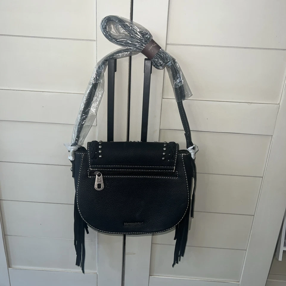 New-Montana West Cheetah Print Design, Fringe, Braided Saddle Handbag, Crossbody - Image 3 of 4